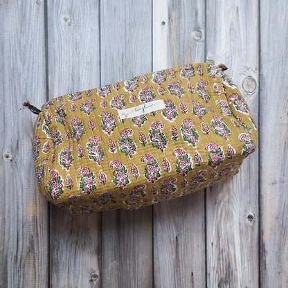 Twinflower Toiletry Bag | Large Handmade Bag from Recycled Indian Fabrics