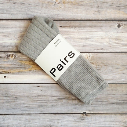 PAIRS Merino Bed Socks – Warm Grey (Size 4–8)
